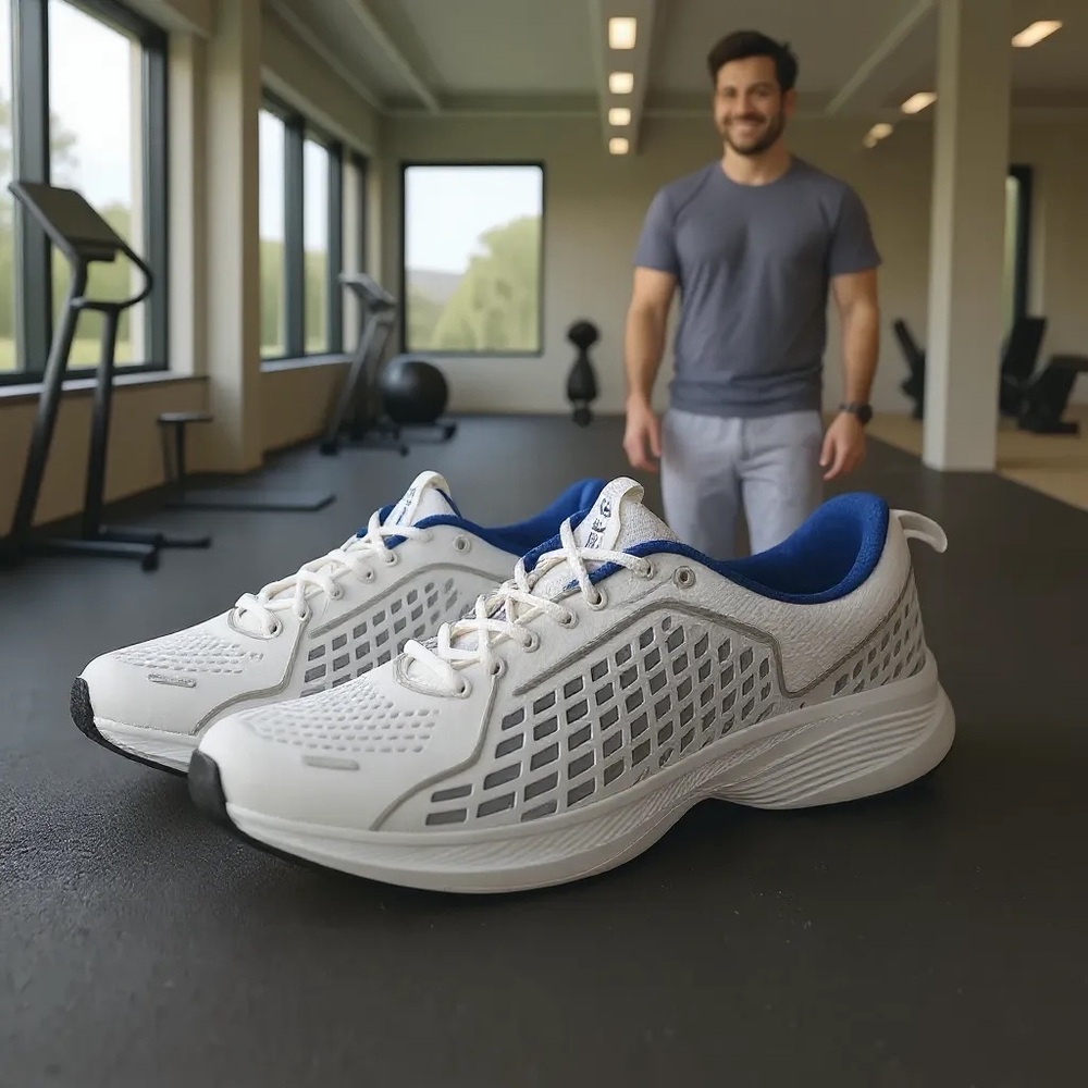 White and Blue Men's Sneakers